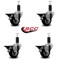 Service Caster 3'' Black Poly Swivel 1-1/4'' Expanding Stem Caster Set with Brake, 4PK SCC-EX20S314-PPUB-BLK-PLB-114-4 - alternate 4